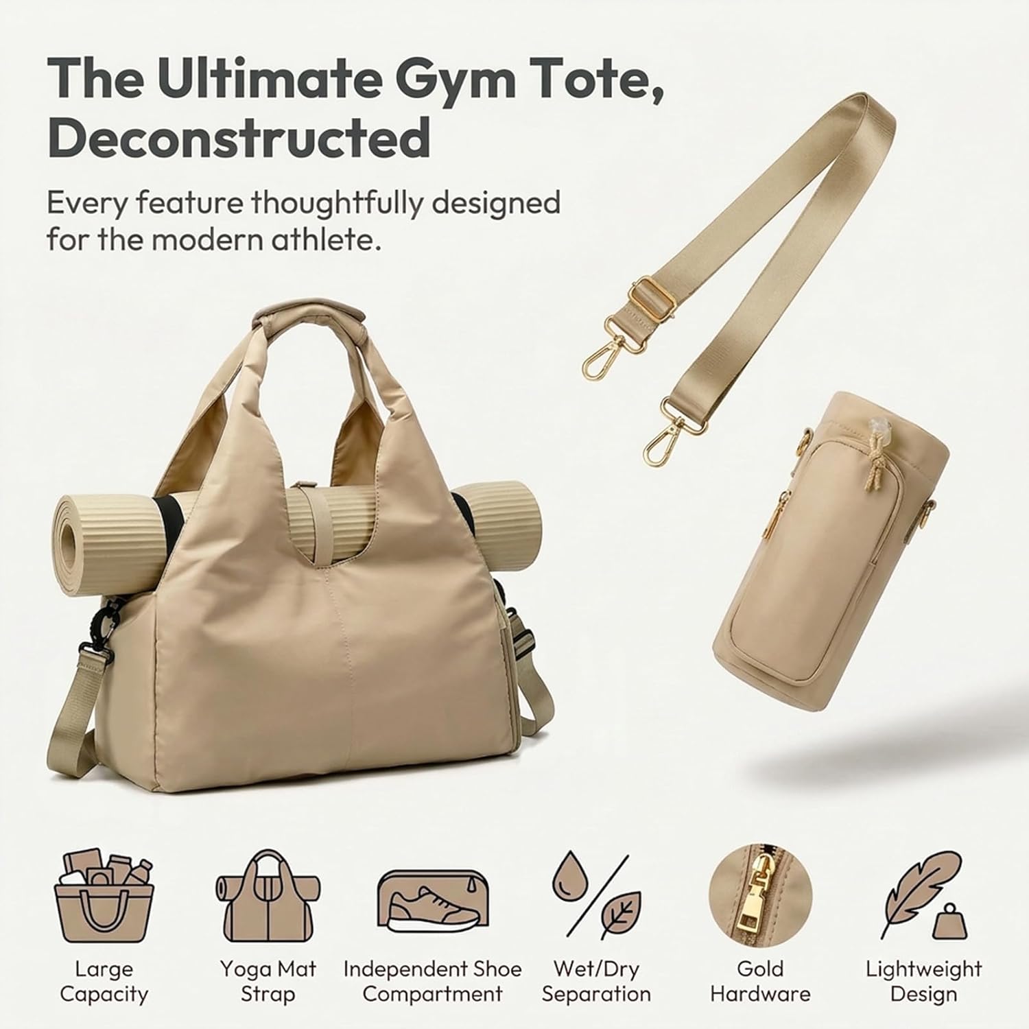 Yoga Mat Bag, Sport yoga Gym Bag for women, Lightweight yoga mat bag carrier with Yoga Strap, Carryall Yoga Tote Bag