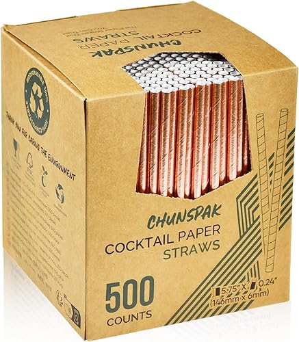 Vista 60 de Pajitas de papel corto desechables de papel kraft marrón de 5.75 pulgadas y pajitas para agitar, para el hogar, bares y restaurantes Marrón Kraft