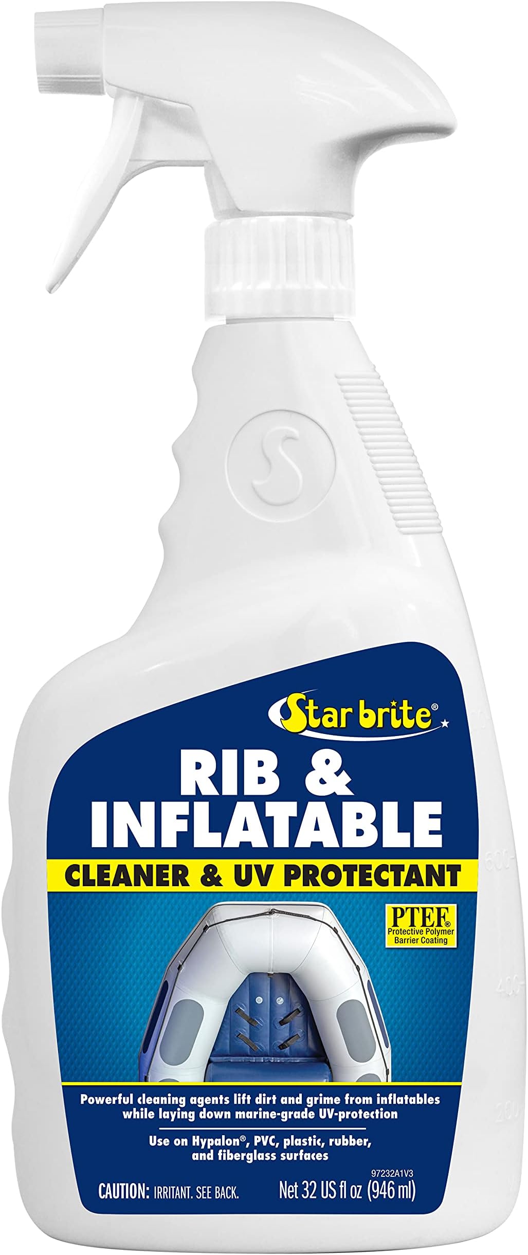 STAR BRITE Rib & Inflatable Boat Cleaner & UV Protectant Spray - Lift Dirt, Grime & Restore Color While Protecting Against Salt Deposits, Stains & Sun Damage 32 OZ (097232)