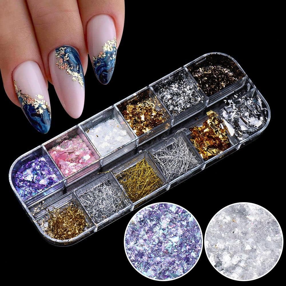 Art Decoration Irregular Opal Powder Aluminum Paillette Nail Glitter Sequins Gold Silver Foils Gold Nail Foils Sparkly - (Color: 01)