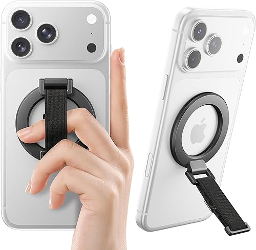 SUPERONE for MagSafe Phone Grip with Finger Strap, Removable Magnetic Ring Holder with Kickstand Finger Loop, MagSafe Accessories for iPhone