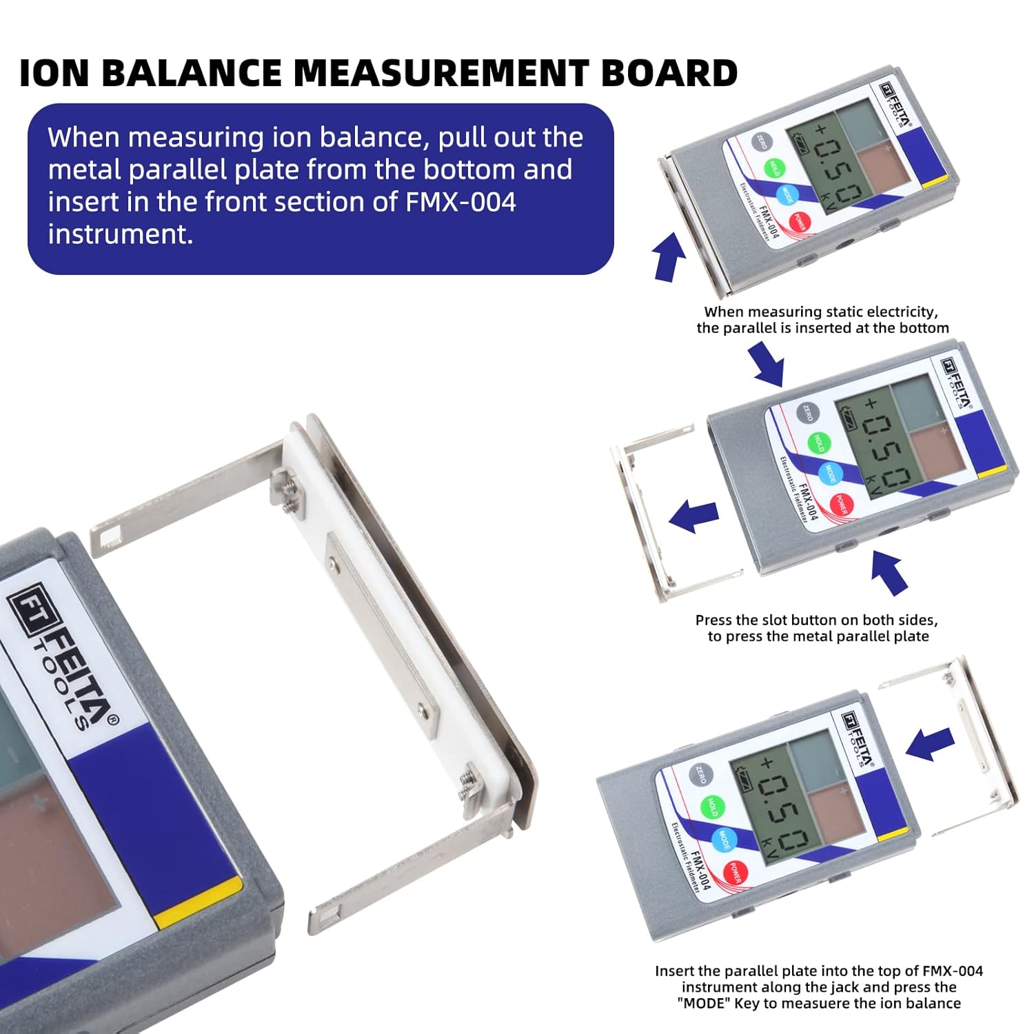 FEITA Upgraded Electrostatic Fieldmeter 0-30KV Handheld ESD Electrostatic Tester, Portable Infrared Antistatic Field Detection Meter Test Static for Textile Fiber Paper Rubber Plastic