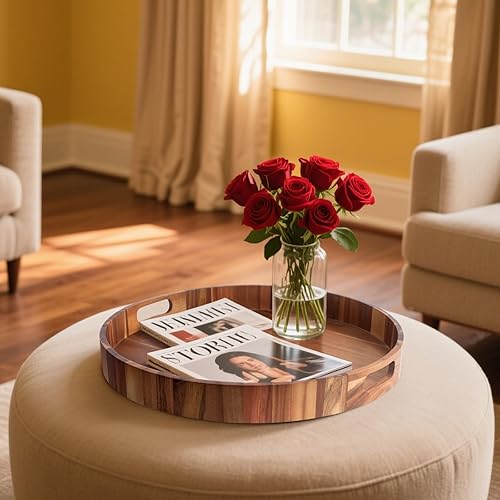 Miniatura 16 de 2 bandejas rectangulares grandes de madera otomana para encimera otomana grande, bandejas enormes de madera de cocina con asas, bandeja decorativa