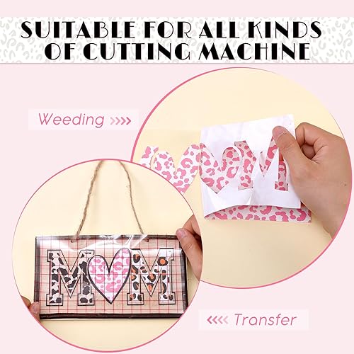 Miniatura 25 de Tintnut Vinilo permanente – 10 hojas de 12 x 10 pulgadas, hojas de vinilo adhesivo permanente de leopardo arcoíris, vinilo adhesivo permanente