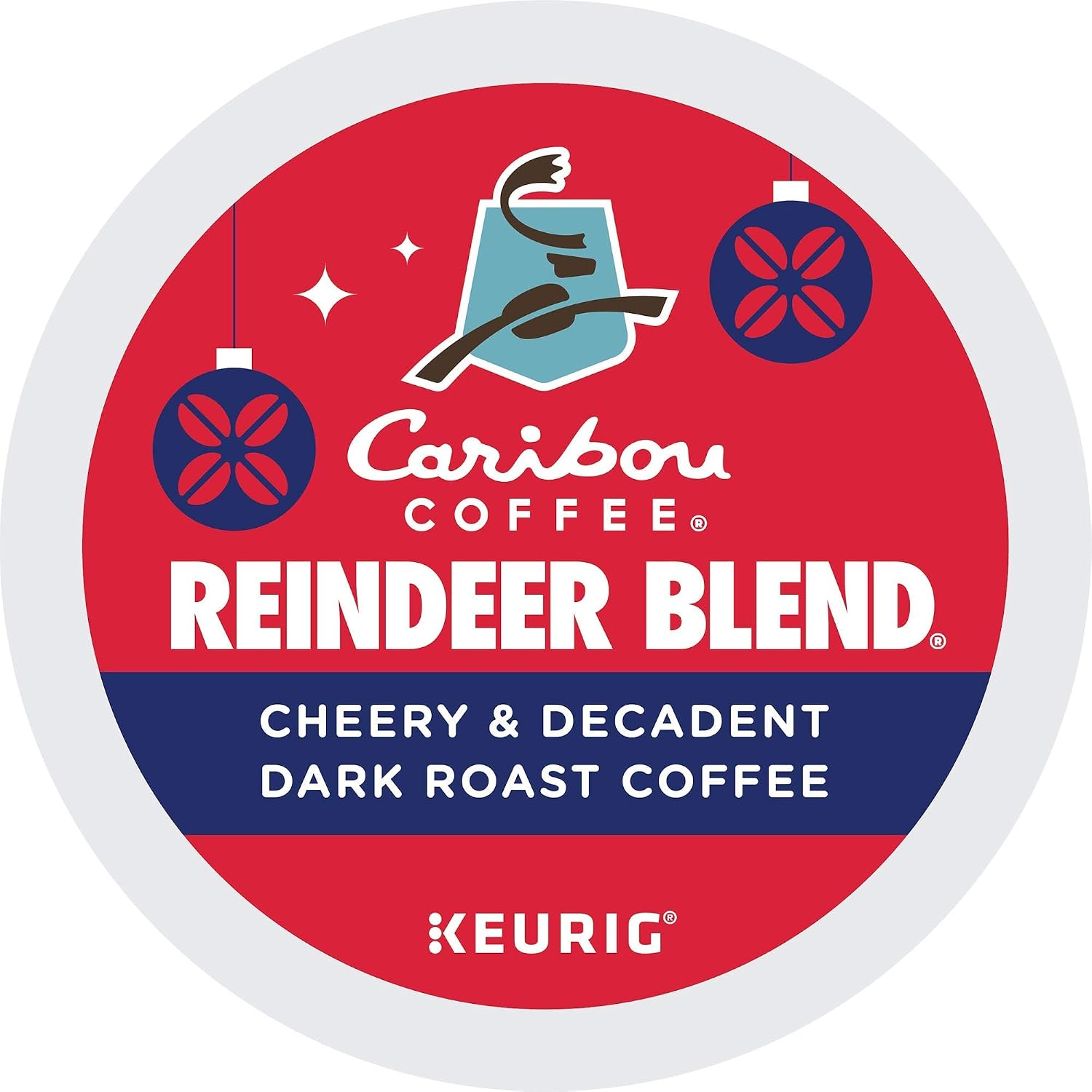 Caribou Coffee Reindeer Blend Coffee K Cups - Pack of 2 Boxes - 44 K Cups Total - 22 K Cups Per Box - Bulk Caribou Reindeer Blend Coffee - For Use in Keurig Coffee Makers