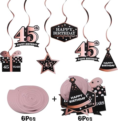 Miniatura 564 de LINGTEER Happy 65th Birthday Decorations Set - 12Pcs Black & Gold Swirls Streamer,Happy Birthday Bunting Banner,Cheers to 65 Years Old Bday Party