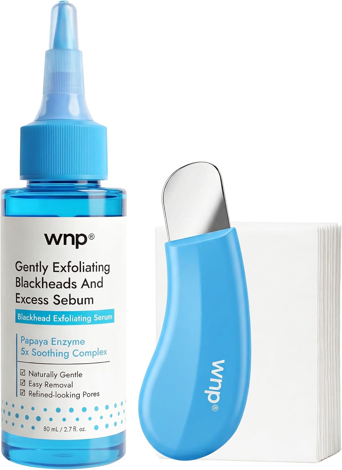 WNP Blackhead Cleansing Set, Remover Liquid, Face Scraper with Disposable Cleansing Pads for Facial Pore Deep Cleaning for Stubborn Blackheads Pore Minimization, Oil Control Skin Care Kit