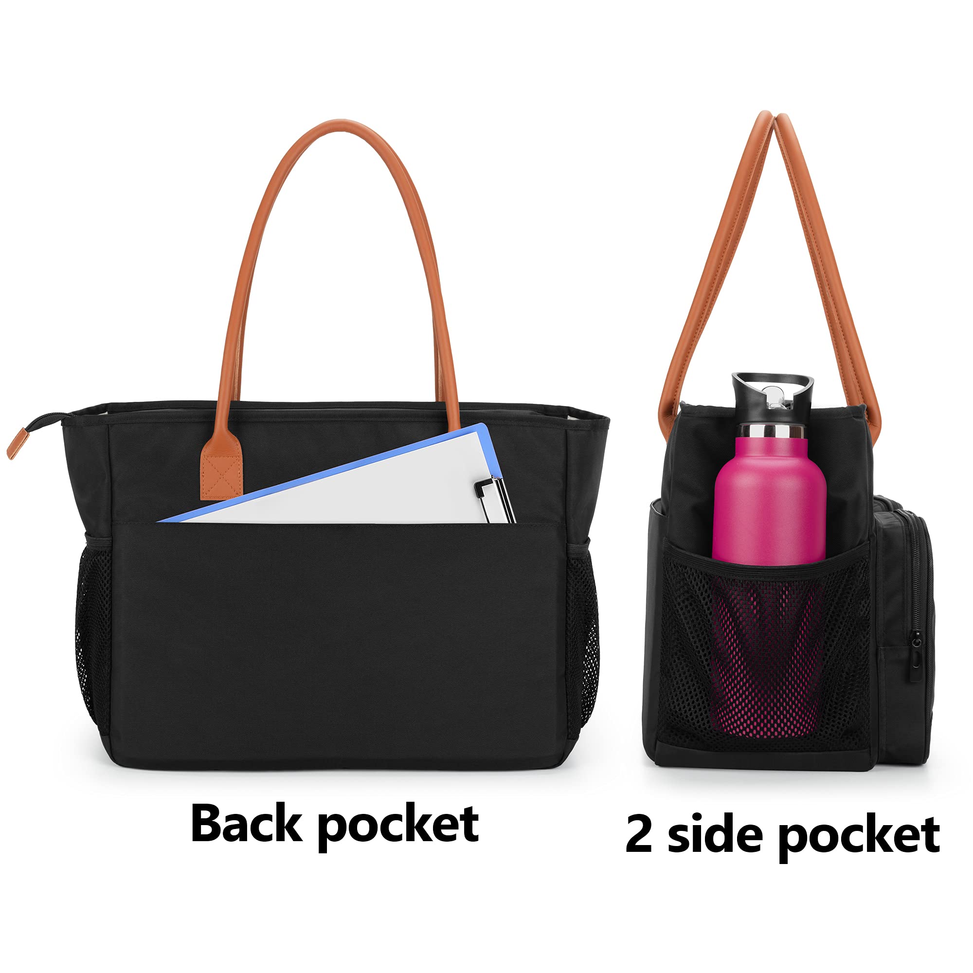 CURMIO Sac fourre-tout pour infirmière, sac médical portable avec bandoulière et housse rembourrée pour ordinateur portable pour le travail d'infirmière, les visites à domicile, Noir (sac uniquement)
