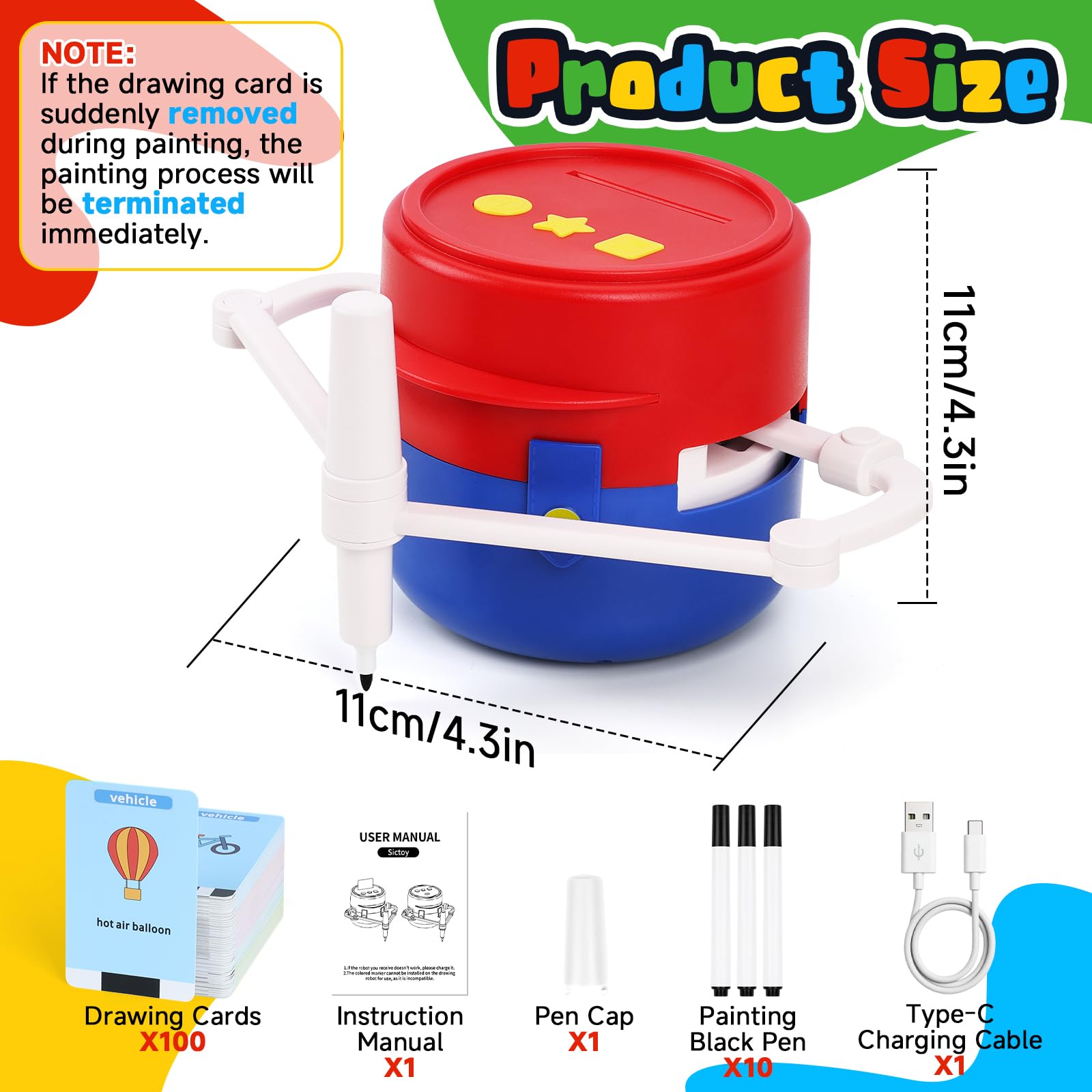 Kids Drawing Robot de Dibujo para Niños con Función de Voz 100 Tarjetas y Lápices Robot Juguete Educativo Interactivo Regalo Cumpleaños Navidad para Niños y Niñas