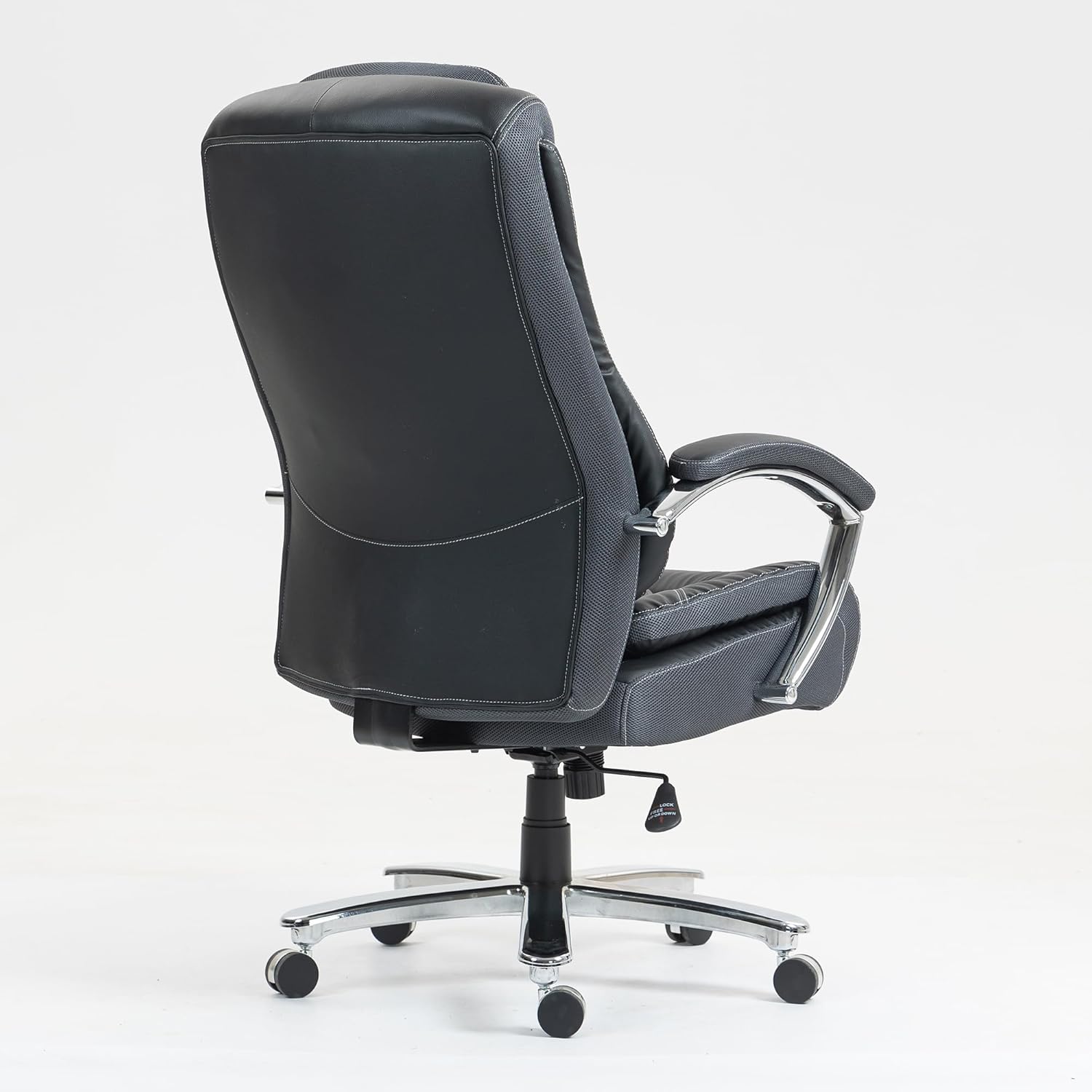 High Backrest PU Material Office Chair with Adjustable Height Big and Tall Office Chair Withheavy Duty Oversized Desk Chair, PU/Black