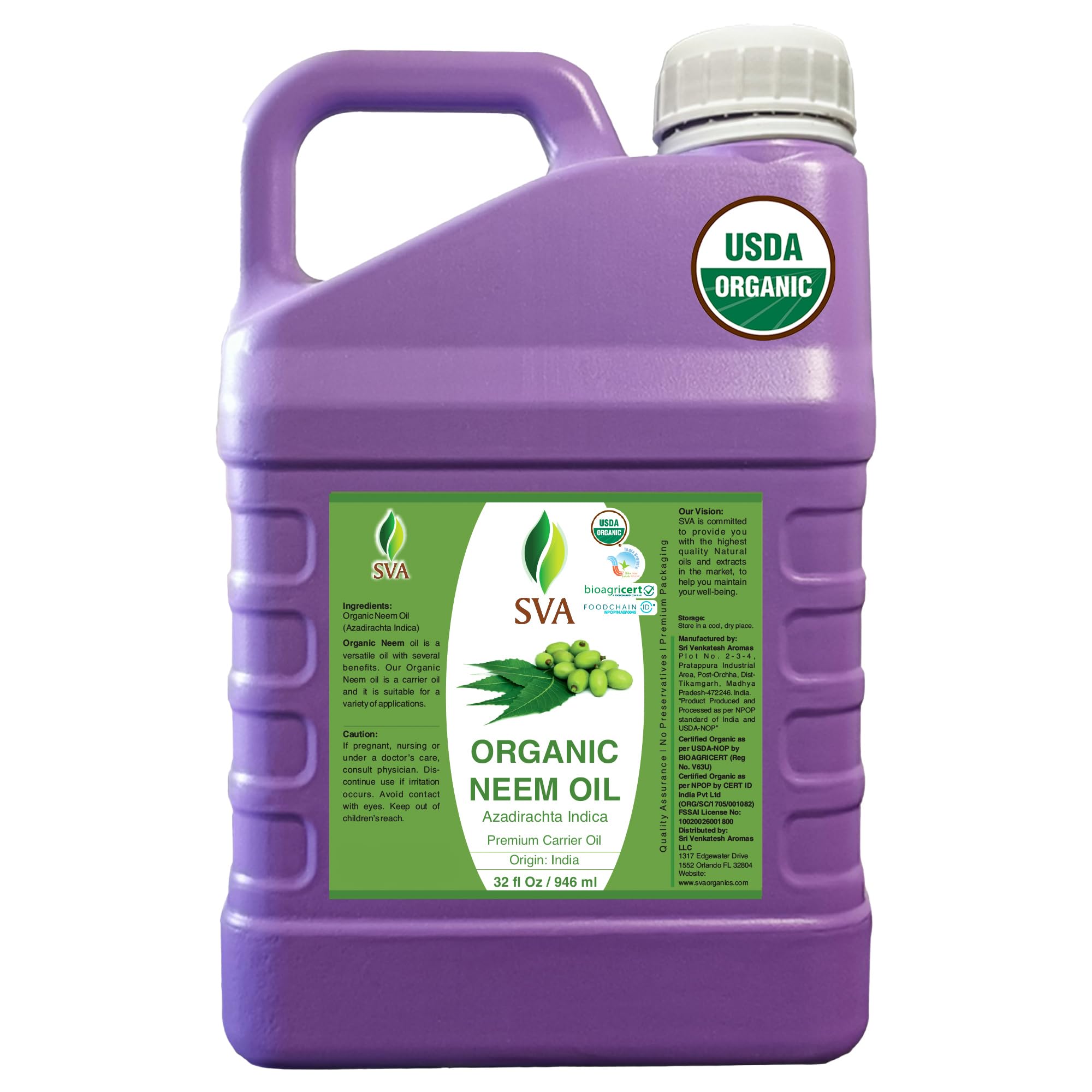 SVA Neem Seed Oil 32 fl oz
