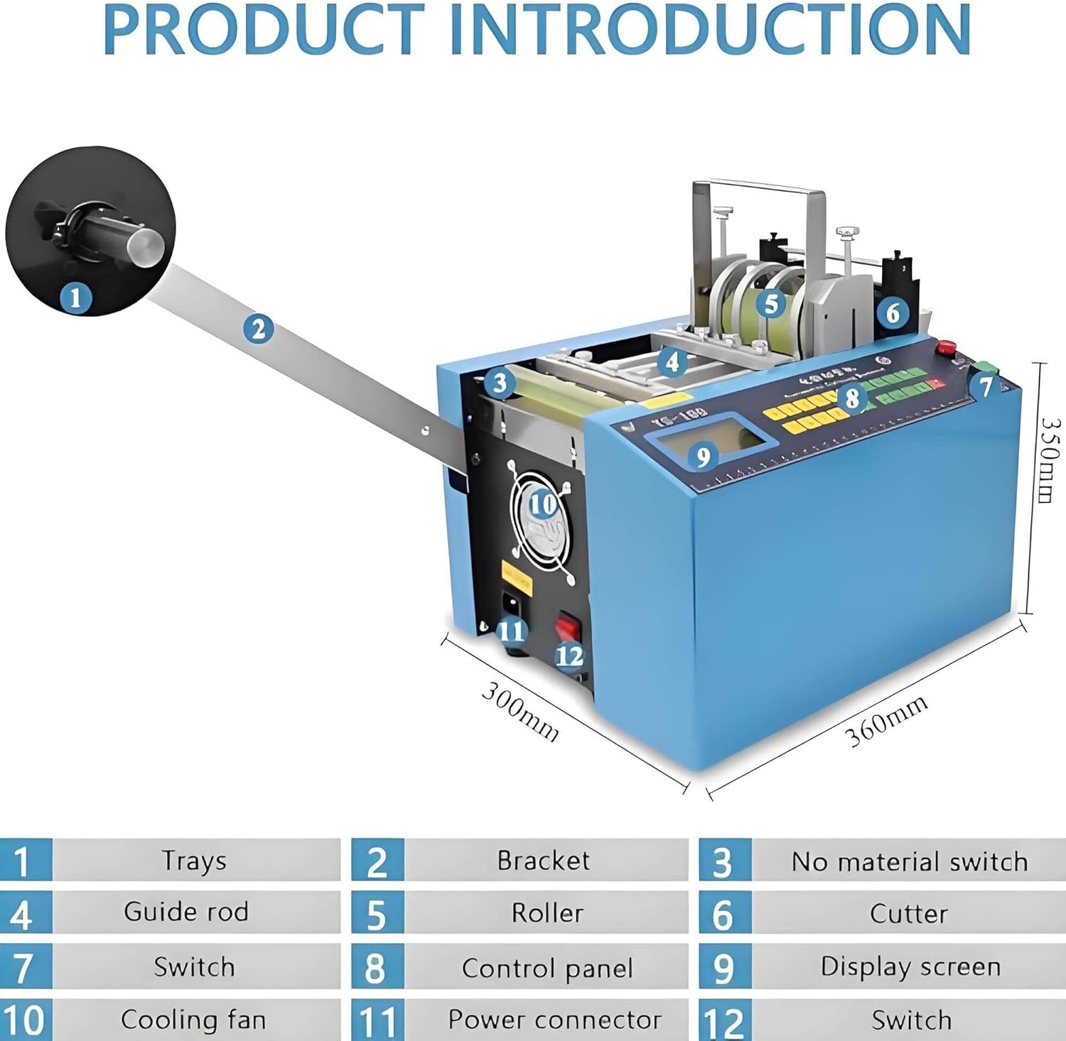 250W Automatic Heat Shrink Tube Cutting Machine, Electric Fiber Cutter with 100mm Cutting Width & 11mm Diameter, Ideal for PVC Hose & Cable Applications