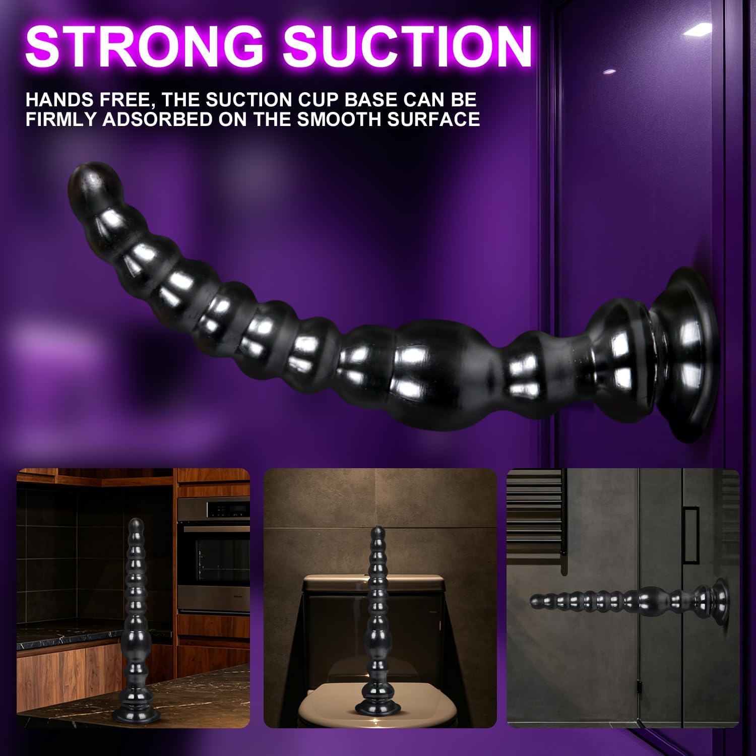 14'' Long Silicone Anal Bead Butt Plug, Long Anal Dildo 11-Bead Anal Trainer, Anus Dilator Masturbator Adult Sex Toys with Strong Suction Cup Prostate Massage Stimulation Anal Toy for Men Women Couple
