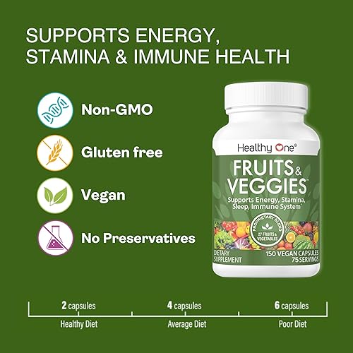 Miniatura 8 de Healthy One - Suplemento de frutas y verduras, 27 superalimentos, vitaminas de frutas y verduras para adultos, píldoras de frutas y verduras,