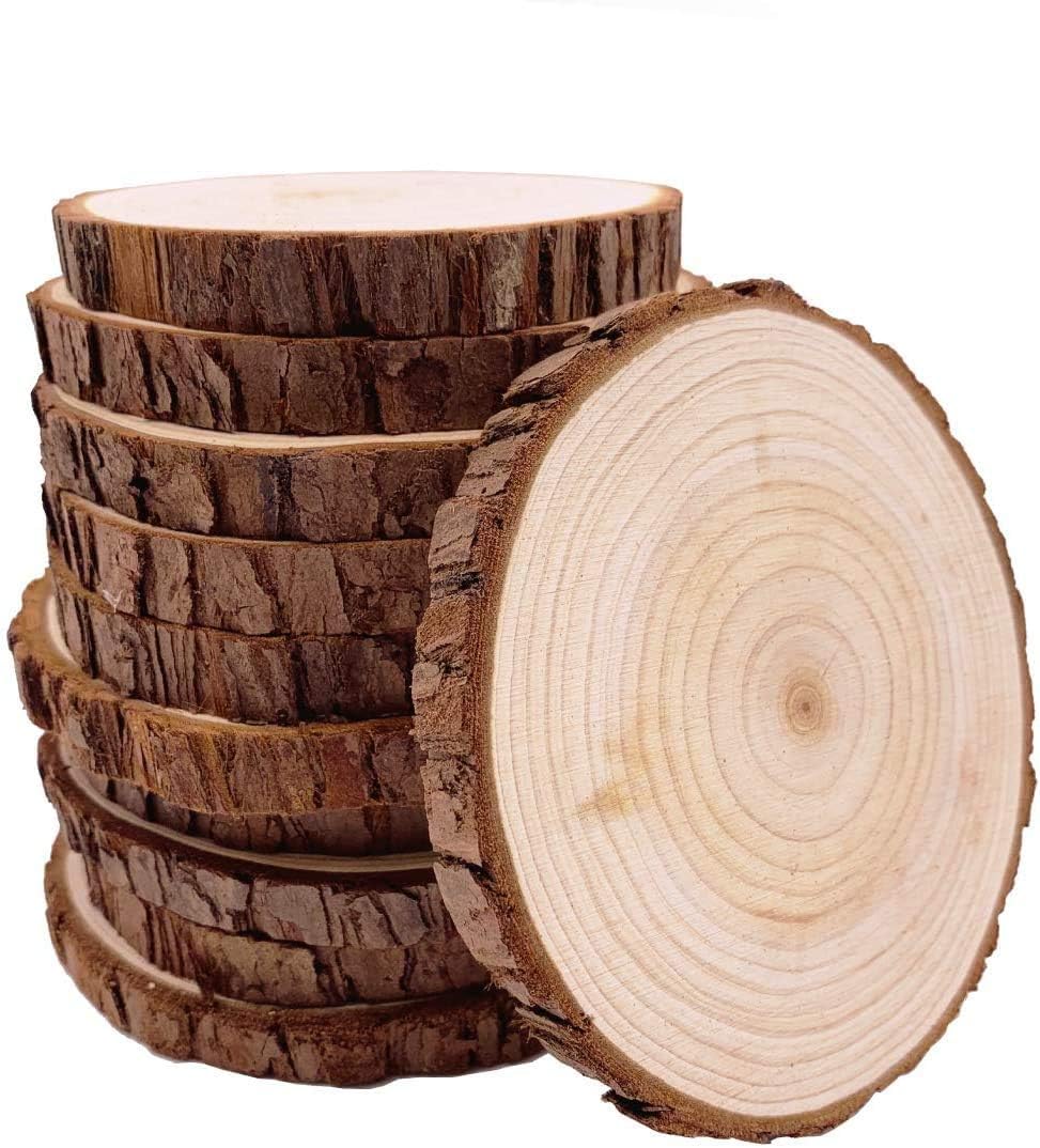 William Craft Rondin de Bois sans Trou 10 Pcs Diamètre 11-12cm Tranches de Bois Naturel Convient pour Decoration Noel Bois Marque Place Mariage Pyrograveur Bois