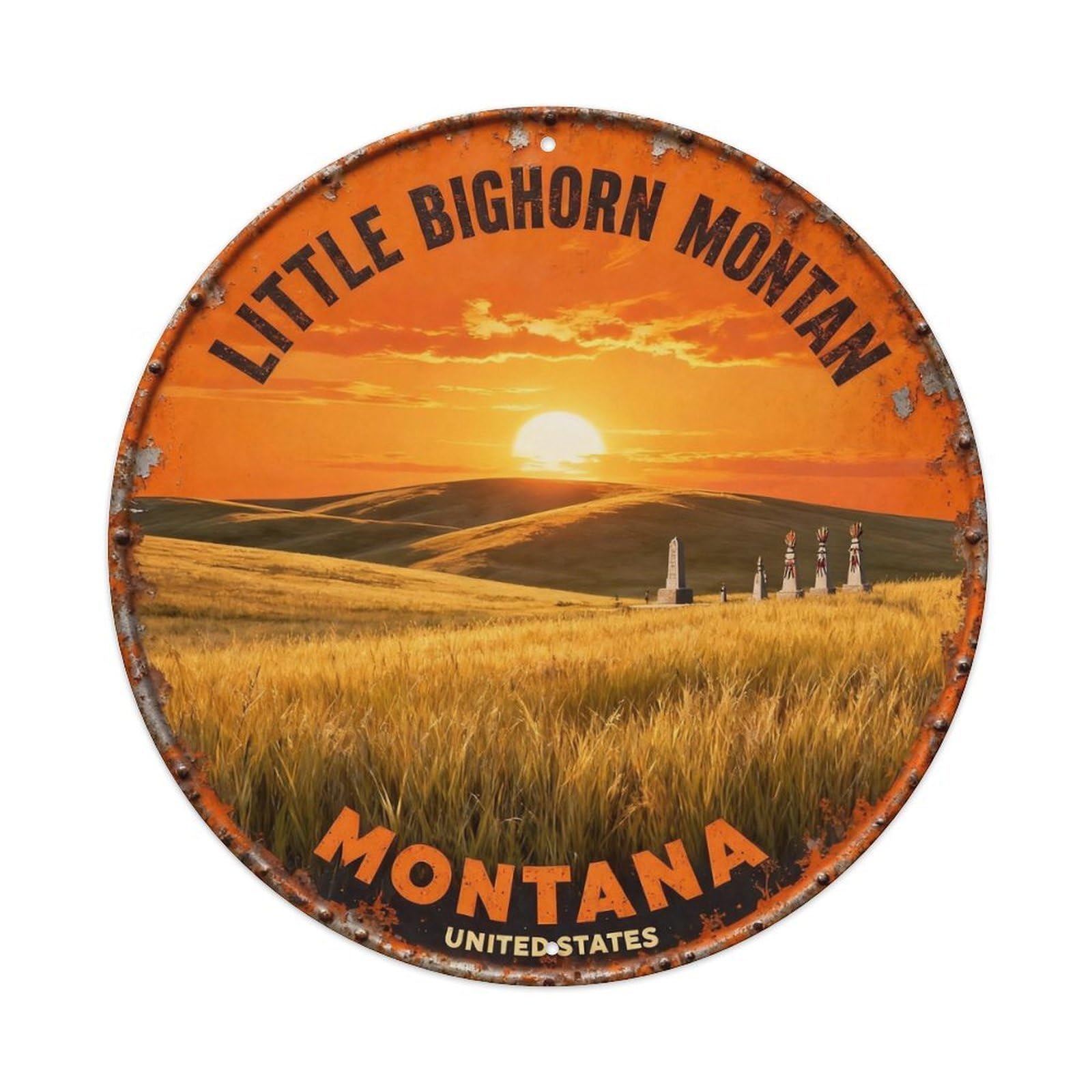 LITTLE BIGHORN MONTANA Metal Tin Sign Plaque