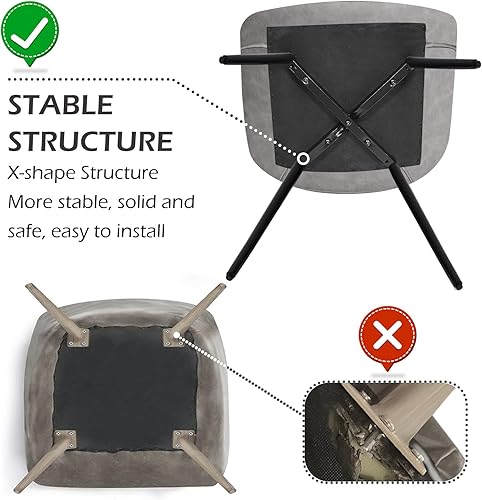 Miniatura 5 de AVAWING Juego de 2 sillas de comedor, modernas de mediados de siglo con patas de metal, silla tapizada de cuero Canglong, silla de ocio, silla de