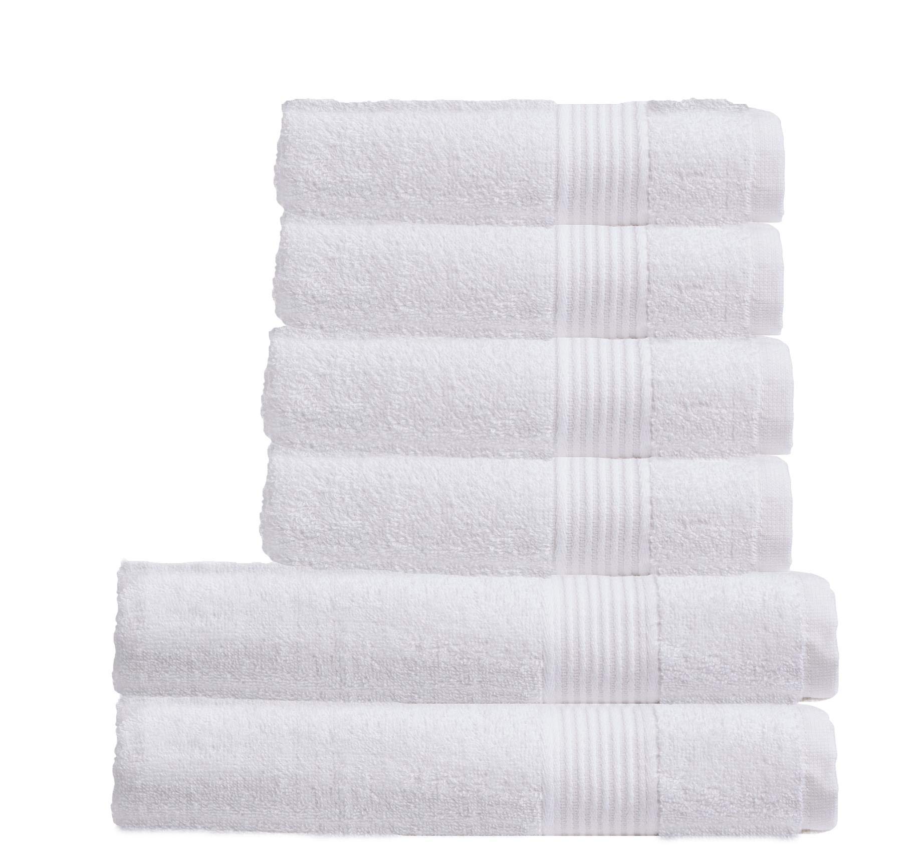 Olivia Rocco Egyptian Cotton Towels Home Bathroom Towel Set Bale Fade Resistant 500gsm Home Collection Bales Bath Sets, 2 Bath and 4 Hand Towels White