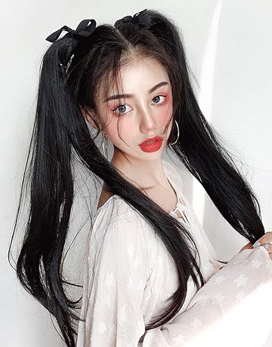 Miniatura 8 de LesafeV Peluca de cola de caballo de 2 piezas, extensión de cabello largo y lacio, para cosplay, cola de caballo, cola de caballo, cola de cerdo,