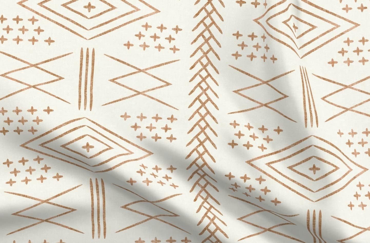 Spoonflower Fabric - Vintage Moroccan Bone Dark Maple Beige Boho Trendy Tribal Farmhouse & Printed on Petal Signature Cotton Fabric Fat Quarter - Sewing Quilting Apparel Crafts Decor