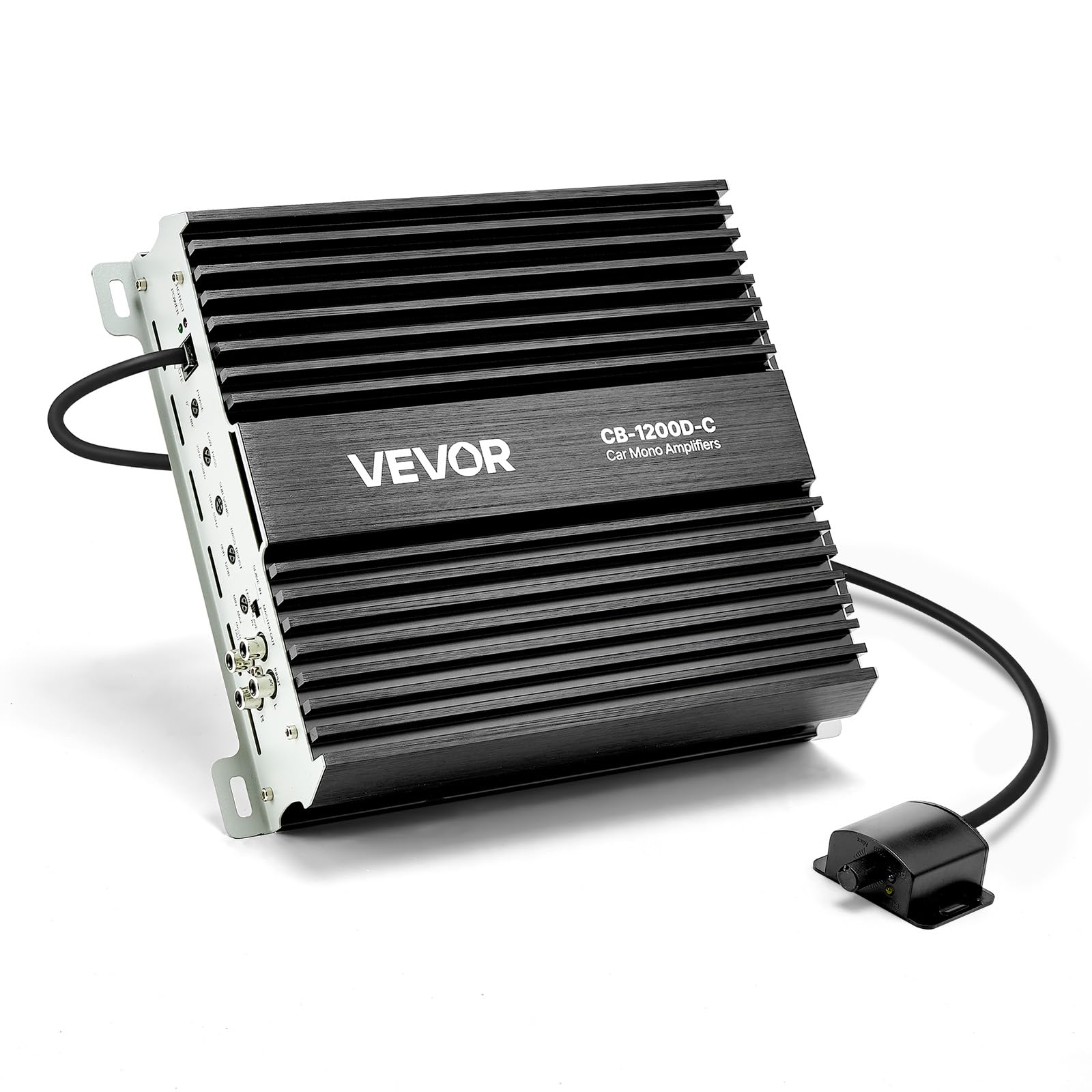 VEVOR Amplificador Monobloque a Coche 1200 W, RMS MÁX. 1/​2/​4 Ohmios, Clase D, con Control Remoto de Nivel Subwoofer, Filtro de Paso Bajo, Refuerzo de Graves, Cambio de Fase y Control de Volumen