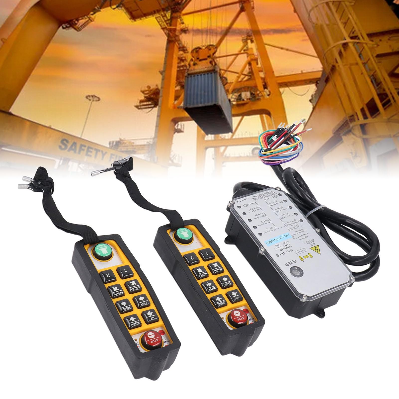Kit Telecomando Wireless per Gru Design Robusto con Doppie Maniglie per Gru a Ponte DC24V Gamma 100M
