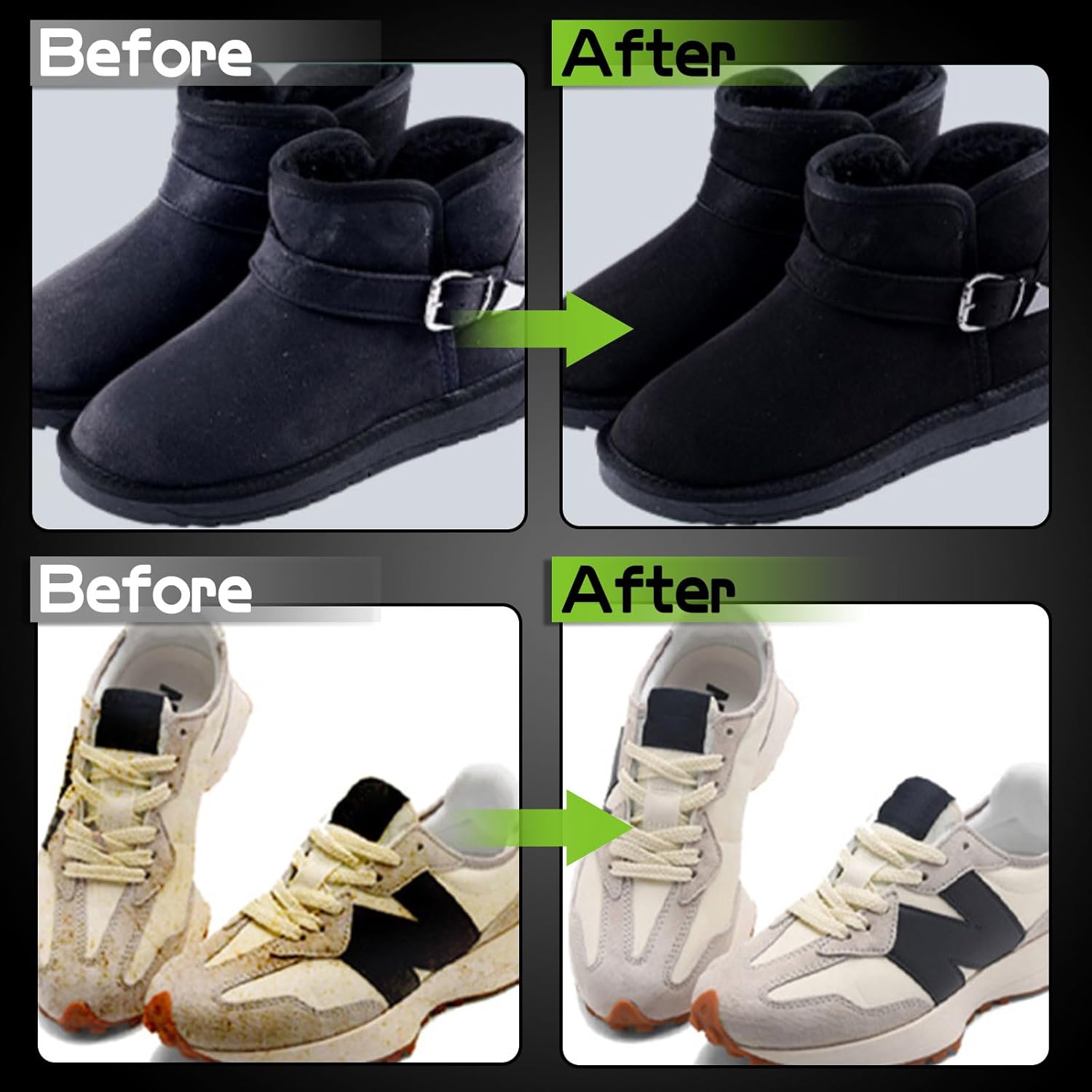 Professional Black Suede Dye and Shoe Cleaning Kit,3 in 1 Shoe Dye Kit for For Leather, Suede and Nubuck Sneakers