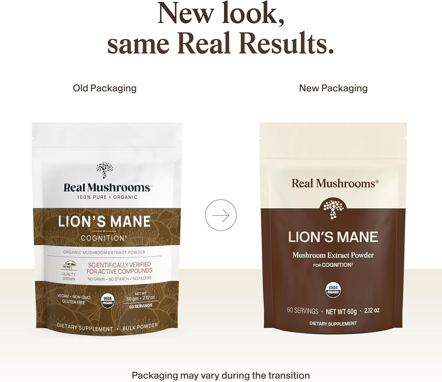 Real Mushrooms Lions Mane Mushroom Supplement - Organic Lions Mane Extract Powder for Overall Wellness with Adaptogens – Functional Vegan, Non-GMO Blend with 60 Servings