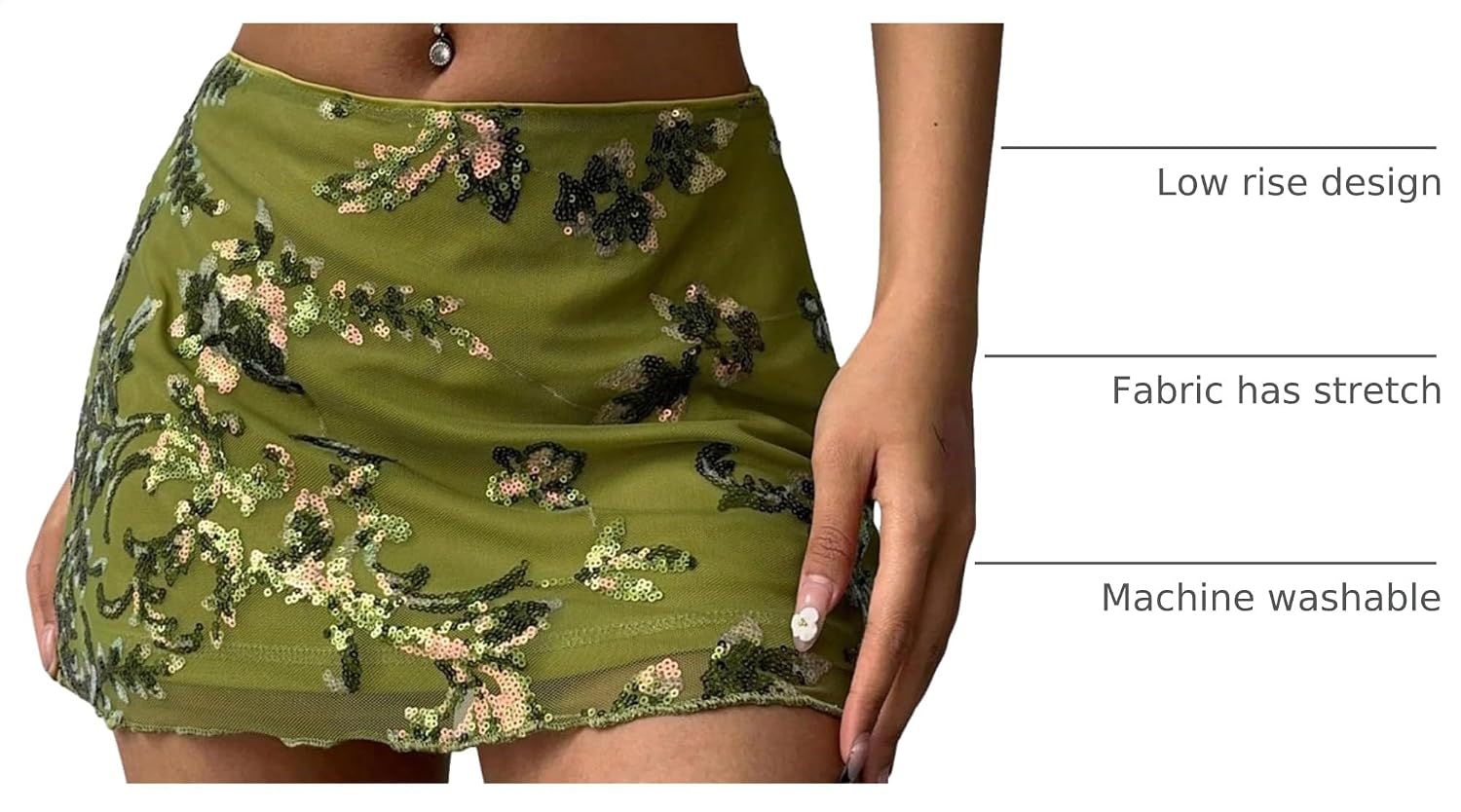 MakeMeChic Women's Sequin Skirt Mesh Glitter Sparkly Mini Skirt | Summer, Floral