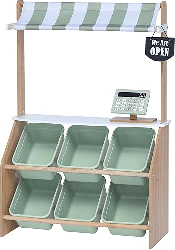 Vista 10 de Teamson Kids My Dream Bakery Shop - Soporte de postre y carrito de pastelería rodante, conjunto de juego interactivo de madera con 18 productos