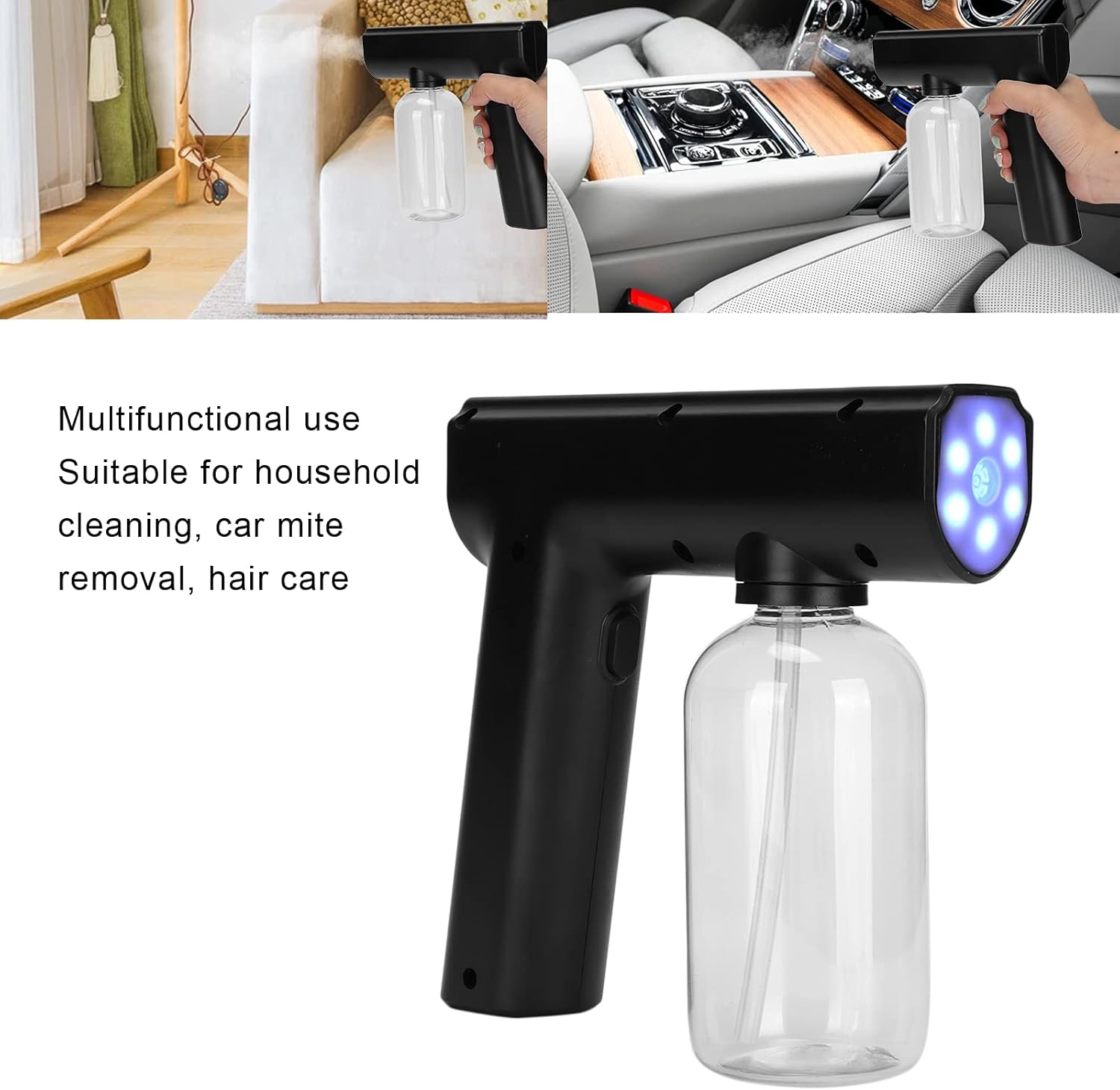 Portable Electric Mist Sprayer Gun - Multifunctional Nano Fogger for Cleaning & Hydration (Black) - Image 2