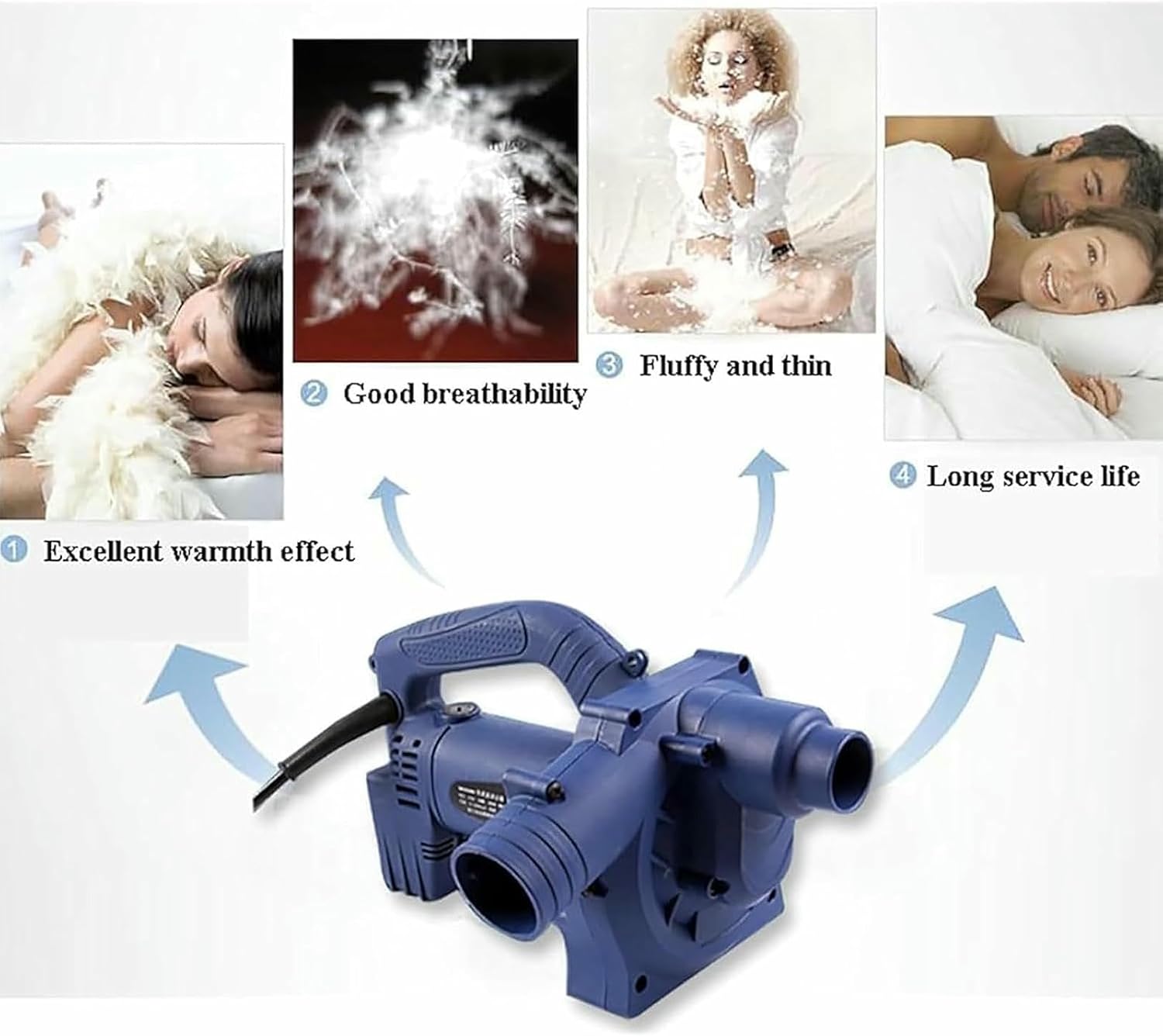 Electric Down Filling Machine, Dual-Purpose Filling and Suction Down Machine with Foot Switch+Tip+Hose, Adjustment 6-Speed Wind Speed and Dual Switch Design, for Filling Down Jackets and Duvets~/
