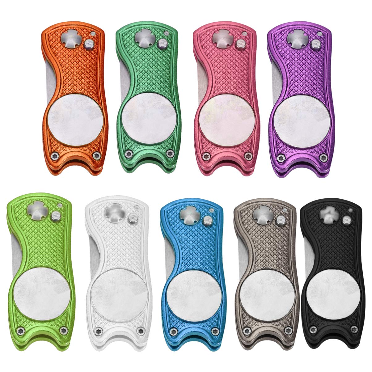 VINTORKY Foldable Divot Repair Tool Stainless Steel Ball Marker for Golf Lightweight Portable Accessory for Repairing Divots and Marking Balls Random Color Design Random Color