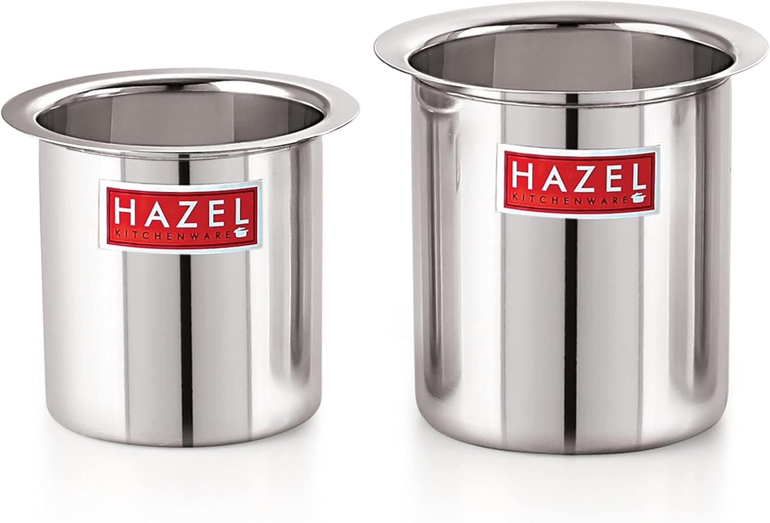 HAZEL Steel Milk Pot |Stainless Steel Milk Boiler Container | Milk Boiling Vessel Gunj for Kitchen (SS, Set of 2 (Gunj Without Lid), 800 ML to 1250 ML)