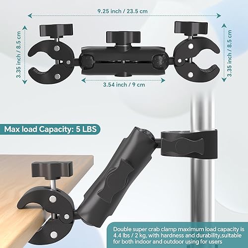 Miniatura 7 de Super Double Clamp Mount Umbrella Camera Pole Clamp Holder,360 Magic Socket Arm Ball Head for Umbrella Chair Clip, Photo Studio Light Stand,Photo