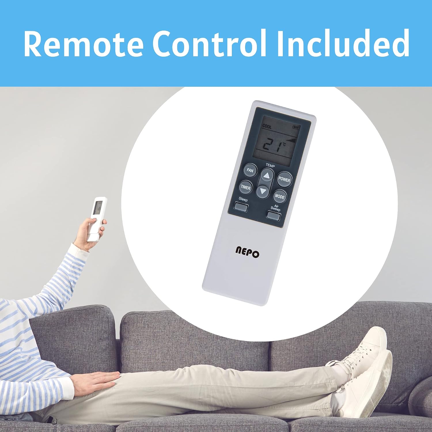 NEPO NPP-E514HC 14,000 BTU 4 in 1"All Season" Portable AC with Heater, Dehumidifier, Fan and Remote Control