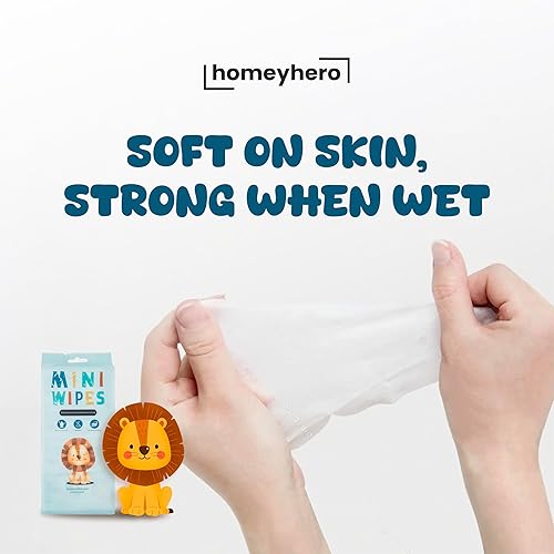Miniatura 5 de Mini toallitas húmedas  Sin alcohol y fragancia, seguras para bebés y niños  24 bolsas en total 192 toallitas (Sky Lion)