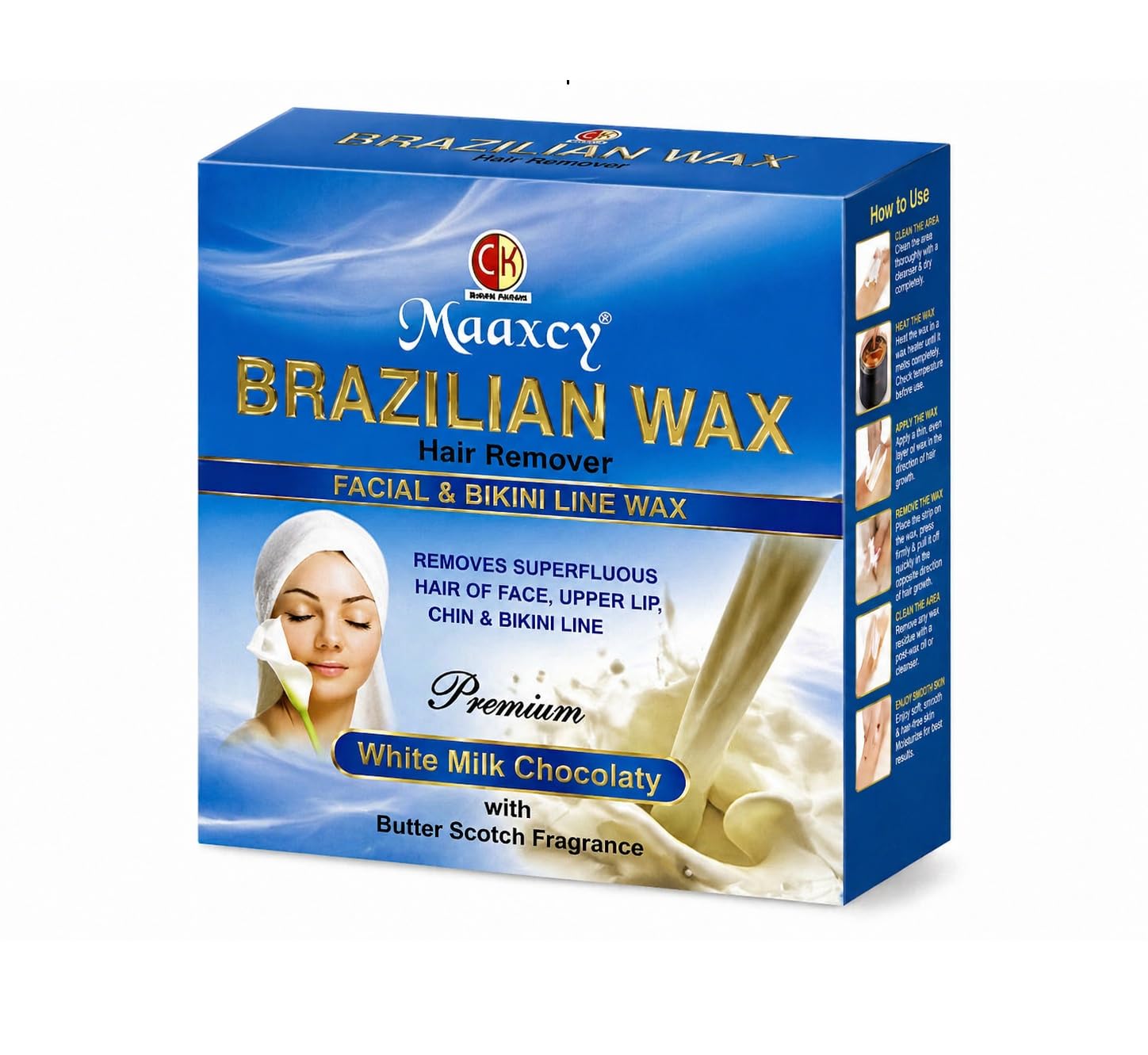 Maaxcy Brazilian Wax White Milk Chocolate Hair Remover Wax for Facial & Bikini Line | Butterscotch Fragrance-image-29