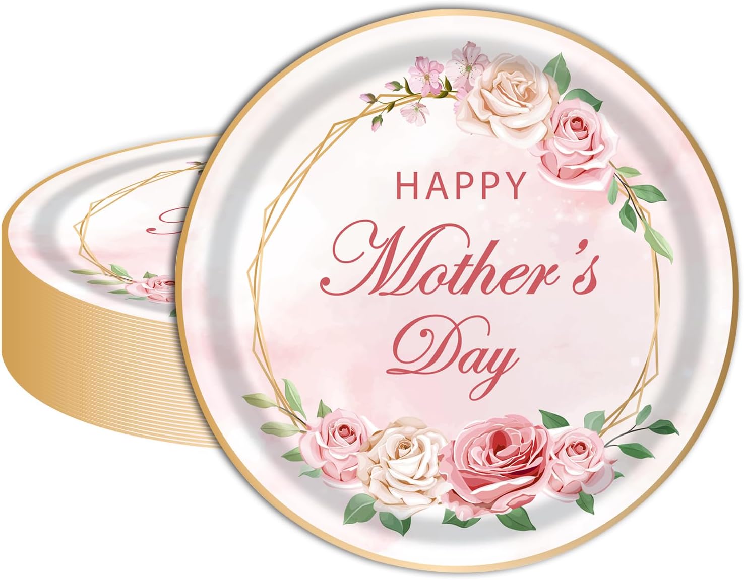 Amazon.com: CIEOVO 48 Pack Disposable Happy Mother's Day Party Plates ...