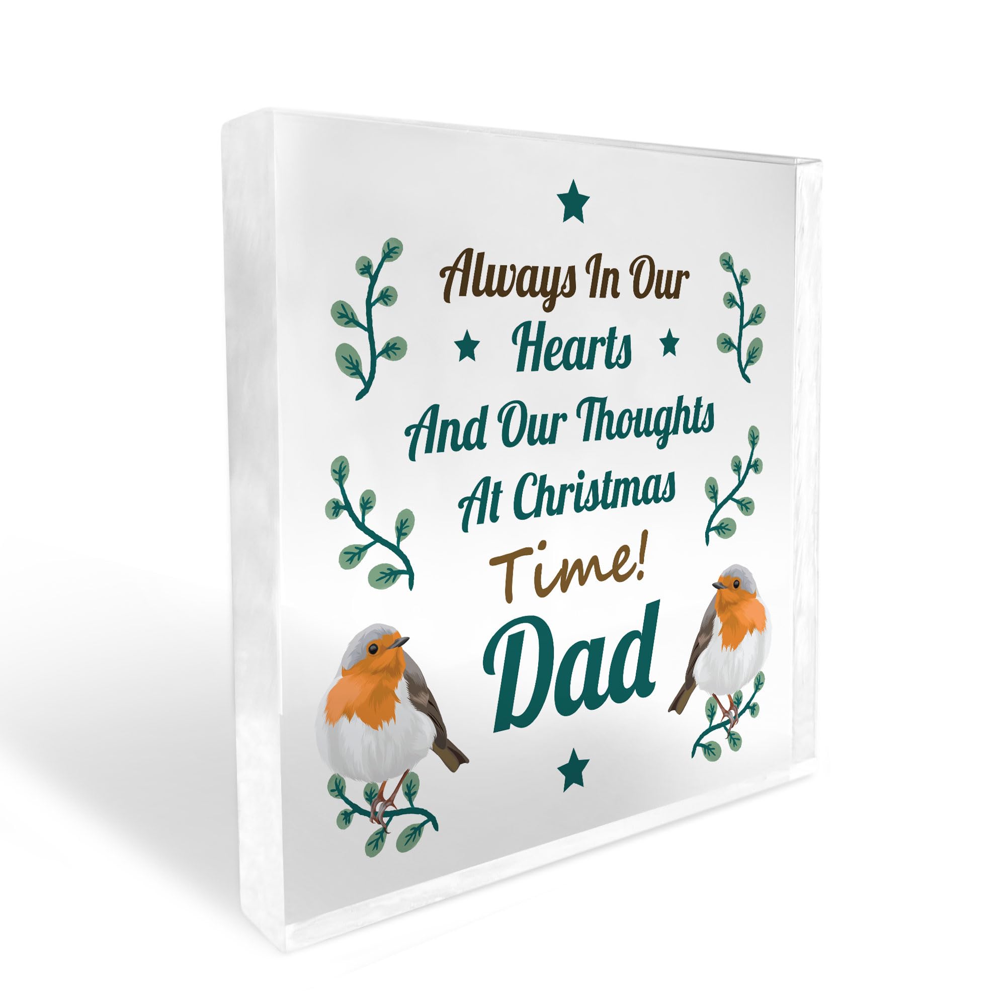 Red Ocean Memorial Christmas Plaque For Dad, Dad Memorial Gifts For Christmas, Memorial Plaque For Nan From Son or Daughter, Christmas Keepsake Decoration For Him