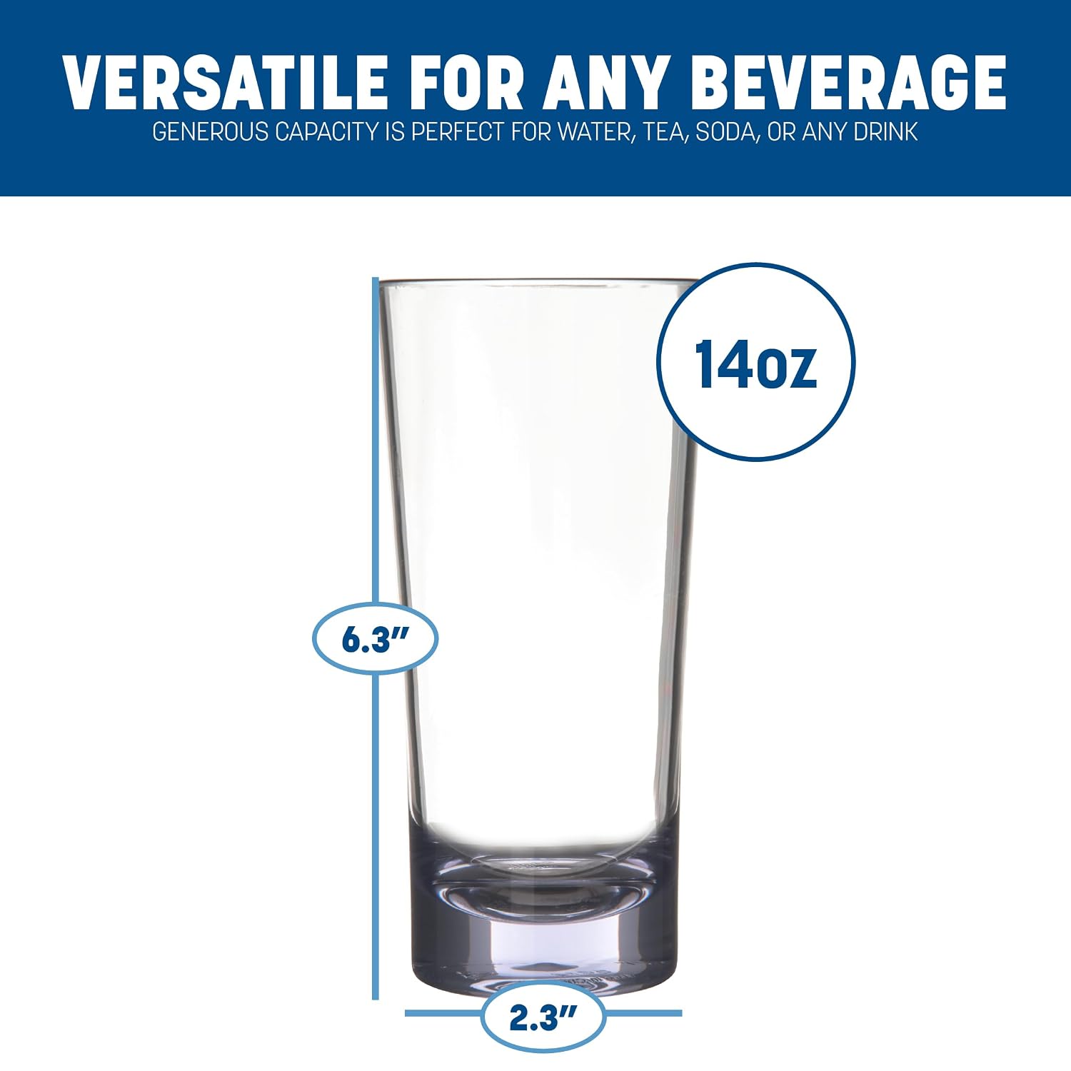 Carlisle FoodService Products Alibi Plastic Beverage Glass for Restaurant, Kitchen, and Bar, 13.9 Ounces, Clear, (Pack of 24)