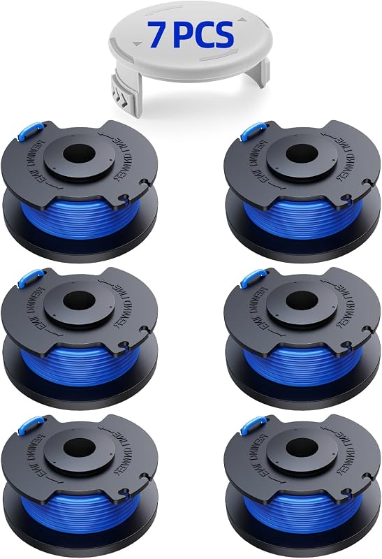 YWTESCH 7 Packs Weed Wacker String Replacement for Ryobi One+ AC14RL3A,0.065-Inch String Trimmer Refill Compatible with Ryobi 18v, 24v, and 40v Trimmer（6 Trimmer Line,1 Trimmer Cap）