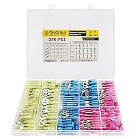 Vista 7 de Kit de 220 conectores de cable termorretráctil, terminales de anillo eléctrico con aislamiento impermeable, conectores a tope termorretráctiles