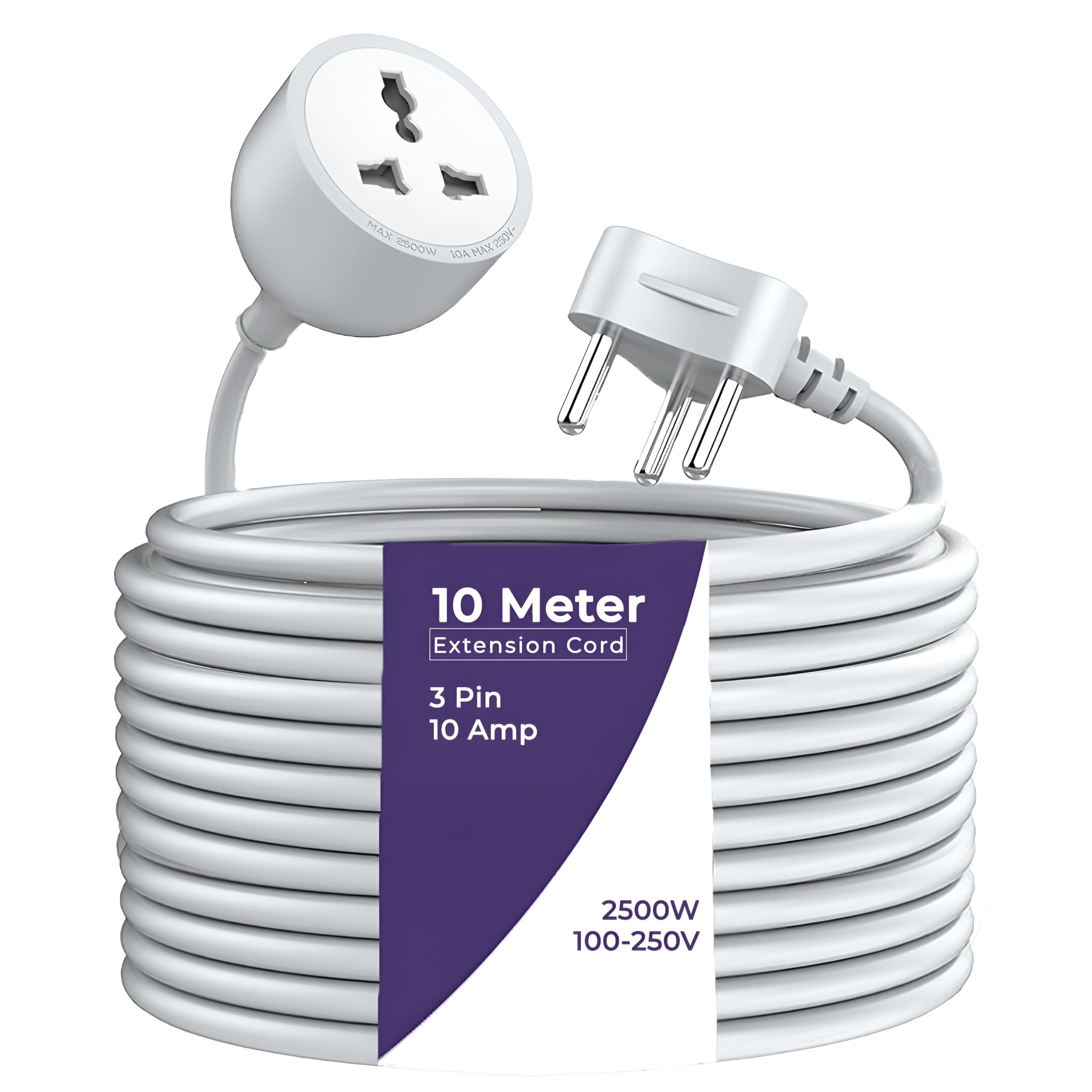 Embox 10A Single Socket Extension Board-Heavy Duty Male to Female Power Extension Cord-2500W Wire Extender for Indoor Outdoor Use-3Pin Single Plug Extension Cable — Amazon image 7