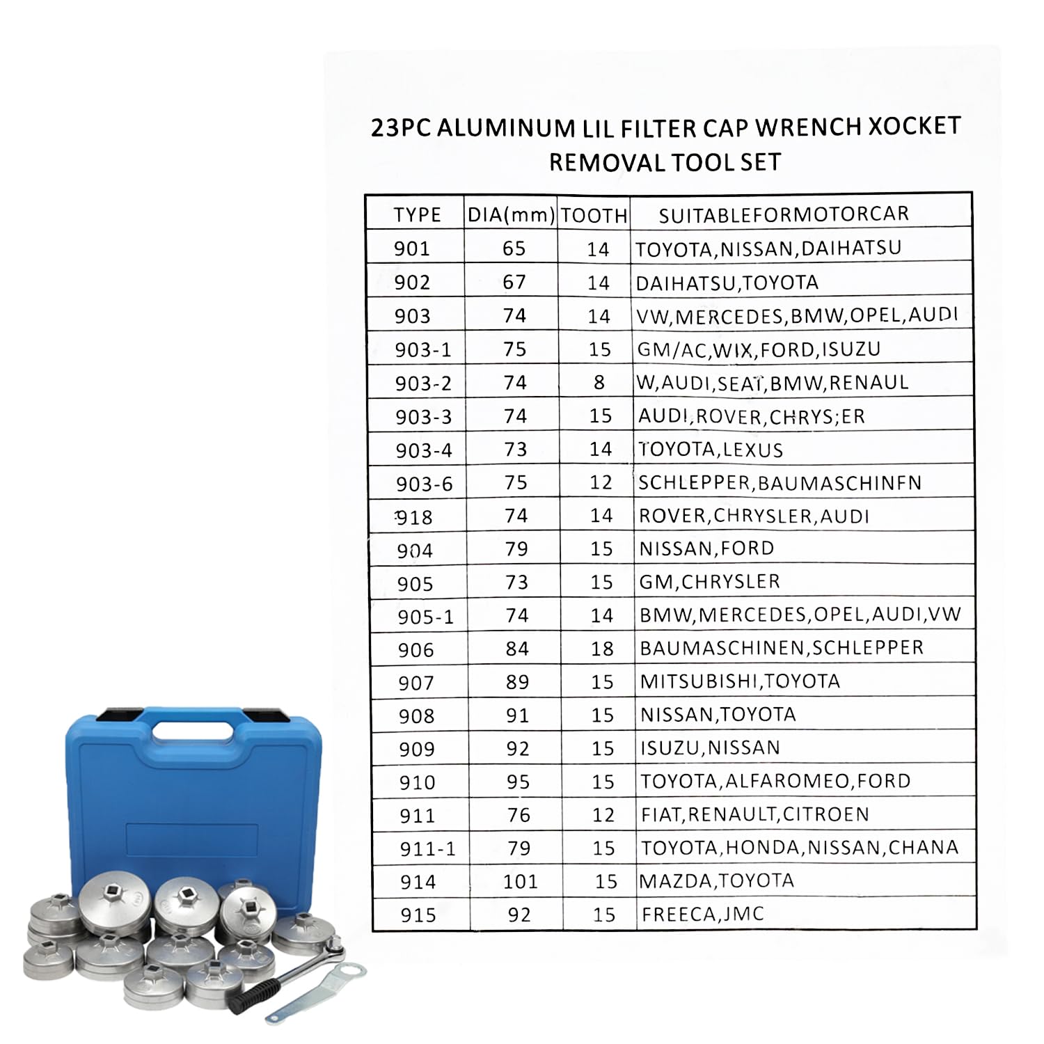 GEARMONSTER Set di 23 tappi per filtro dell'olio in alluminio, strumenti speciali per la sostituzione dell'olio, strumenti universali per il filtro dell'olio, set di attrezzi per la rimozione di tappi