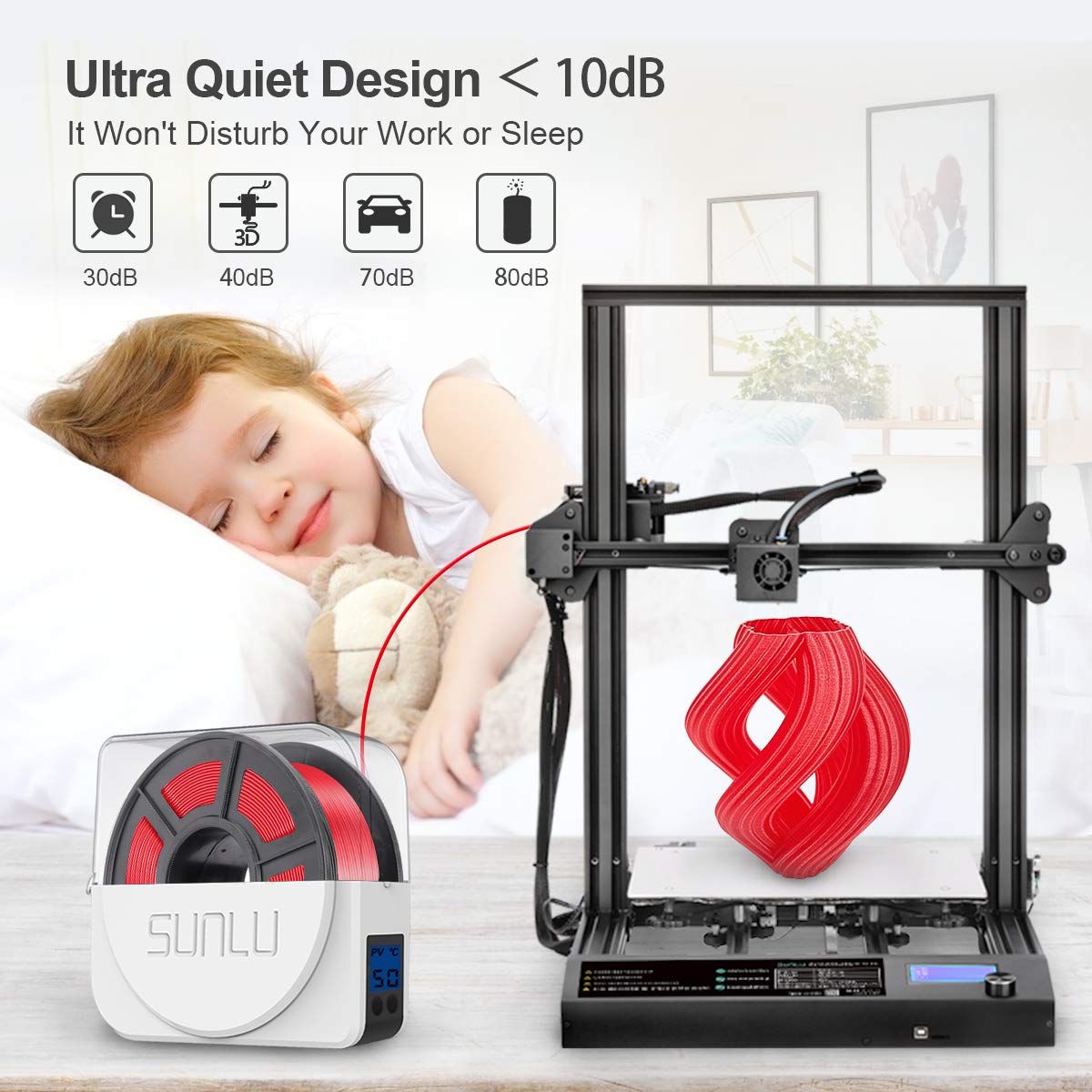 Amazon.co.jp: SUNLUアップグレードフィラメント乾燥機S1、大きい