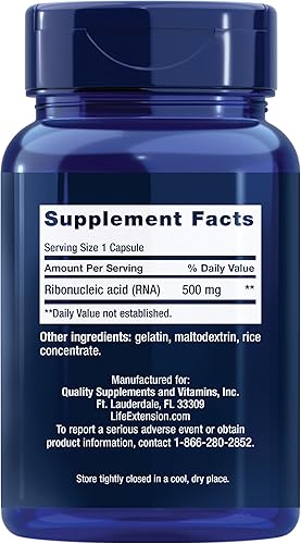 Miniatura 2 de Life Extension Cápsulas de ARN 500 mg - píldoras suplementarias de ácido ribonucleico para apoyo inmunológico células saludables y respuesta