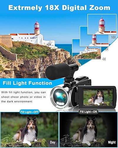 Miniatura 2 de Videocámara Camcorder FHD 4K 36MP Cámara de Vlogging para YouTube Grabadora de Video Pantalla de 3.0" con Rotación de 270 Grados Cámaras de Video