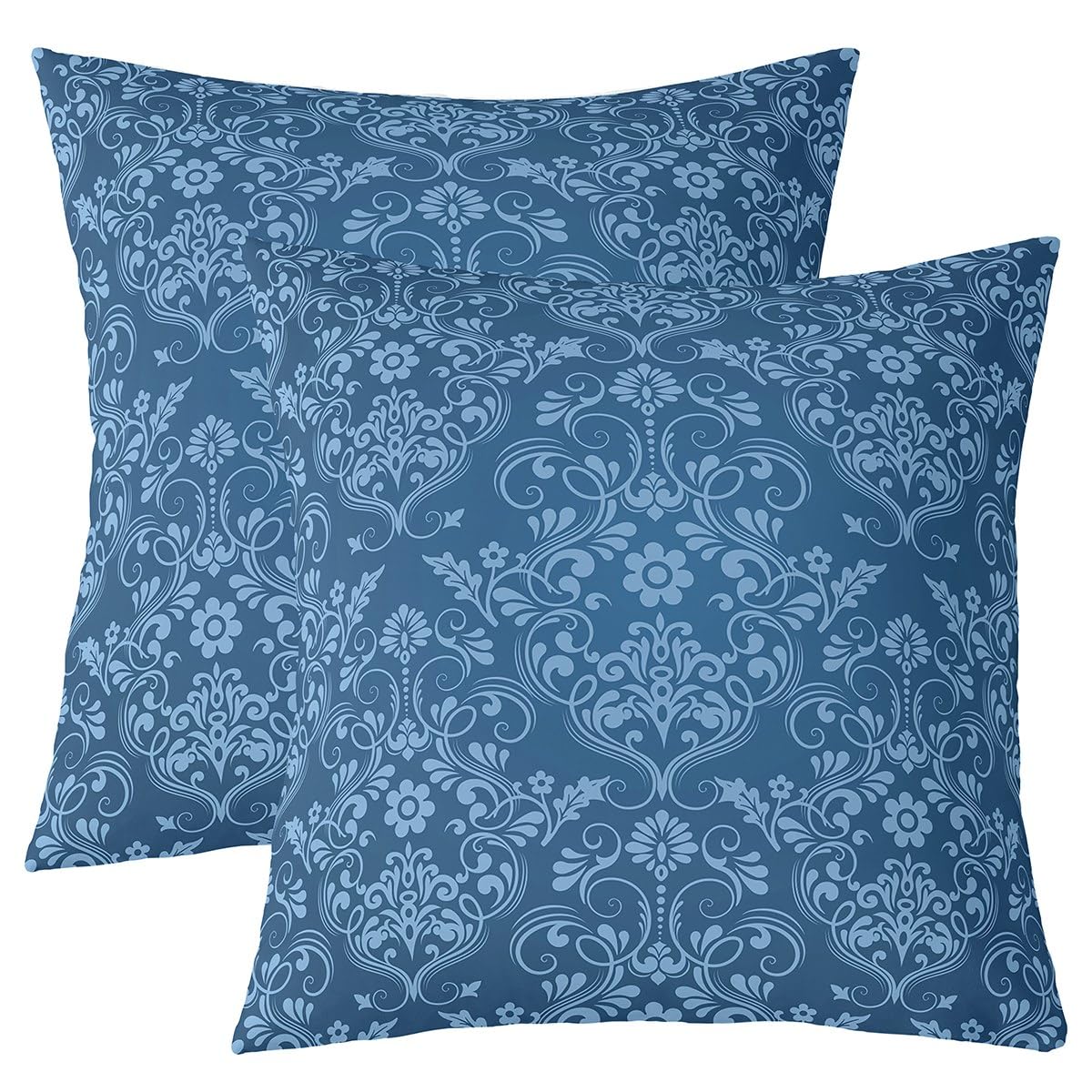 Homemissing Adults Blue Damask Throw Pillow Covers Antique Victorian Baroque Decorative Throw Pillowcases 50x50cm Set of 2 Soft Gothic Vintage Floral Flower Pillow Cases Cushion Covers Bohemian Exotic