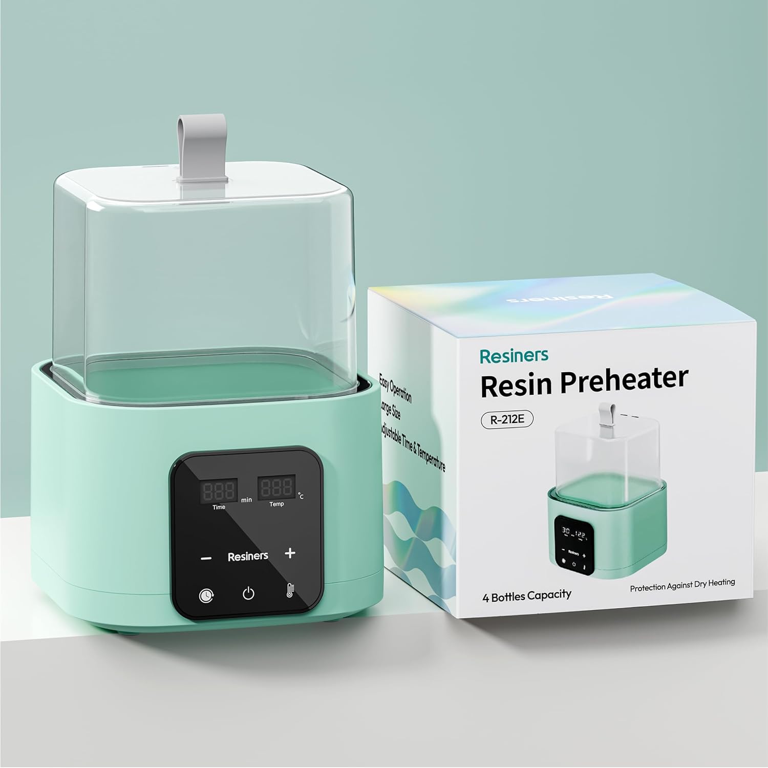 Resiners Auto Resin Preheater, Thins Viscosity & Reduce Bubbles, Intelligent Accurate Temperature & Time Control, Large Capacity Multifunctional Warmer for 8/16/32/64oz Epoxy UV Resin, Silicone Rubber